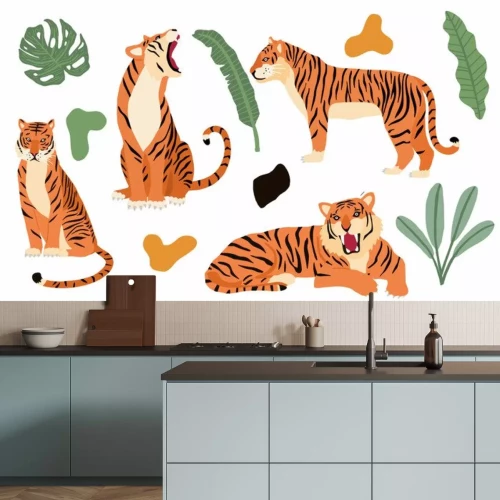 Sticker Cute animal object collection with leopard,tiger. illustration for icon,logo,sticker,printable