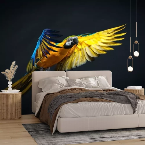 Sticker Tiere Papagei im Flug mit blauen Federn