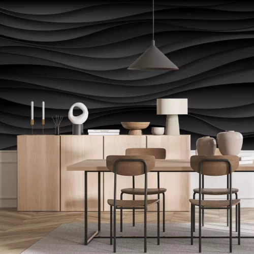 Fototapete Schwarze 3D-Wellen