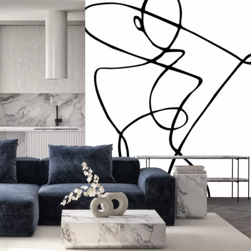 Fototapete Künstlerische Silhouette einer Frau in Line Art