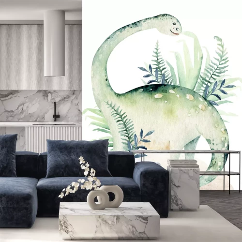 Sticker Grüner Aquarell-Dinosaurier