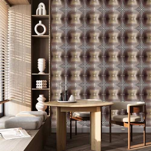 Tapete Gold luxury 3d abstract vector seamless pattern. Ornamental flowing swirl shapes background. Spiral line art tracery surface ornament. Textured geometric repeat backdrop. Modern striped design