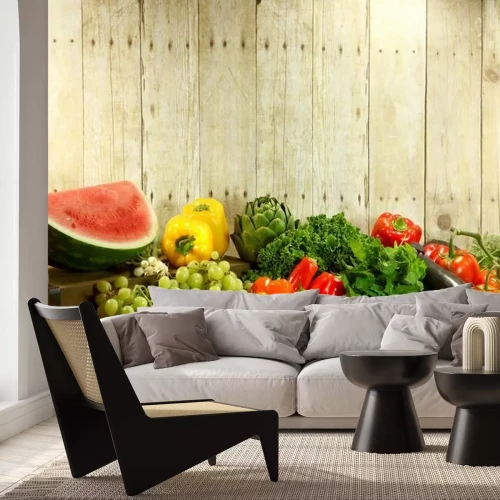 Fototapete Gemüse und Obst auf dem Tisch