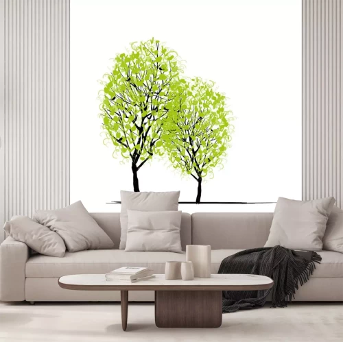 Sticker Zwei Frühjahr Bäume für Ihr Design