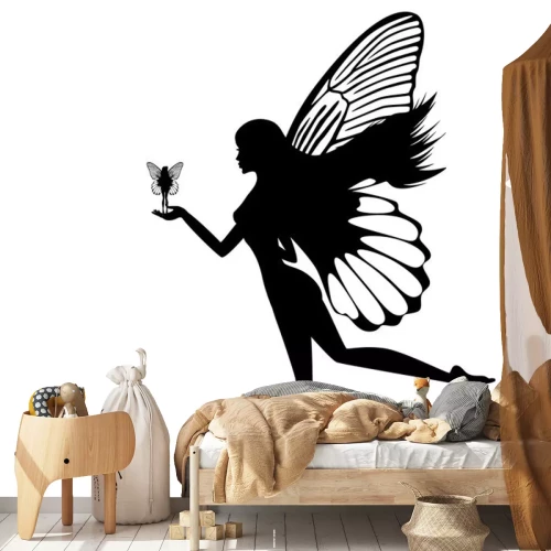 Sticker Silhouette von einer Fee auf weißem Hintergrund