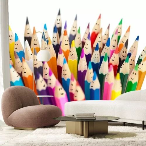 Fototapete Buntstifte mit Smileys