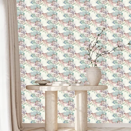 Tapete Japanisches orientalisches Gebäude mit viel Grün