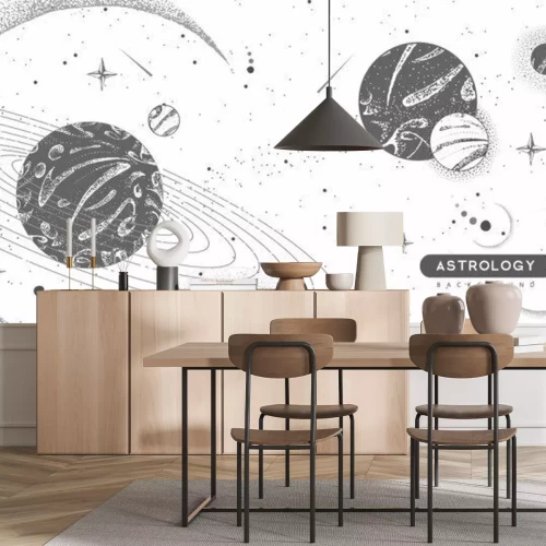 Fototapete Vector illustration of astrology background. Outer space and planets
