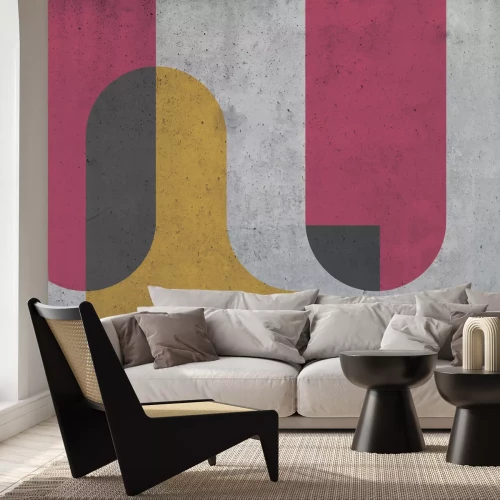 Fototapete Bunte Geometrie auf Betongrund