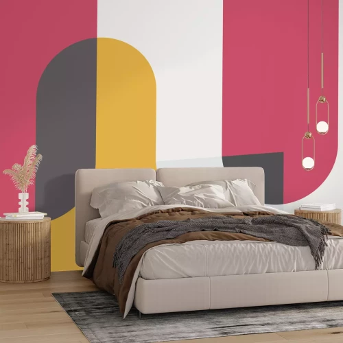 Fototapete Bunte Geometrie auf weißem Grund