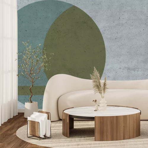 Fototapete Dreifarbige Komposition mit Ring auf Betontextur