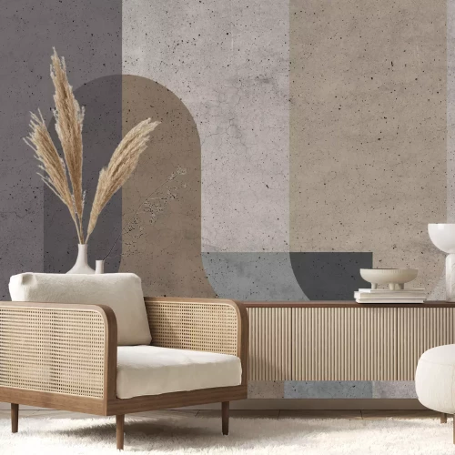 Fototapete Geometrische Blöcke in Brauntönen mit Betontextureffekt