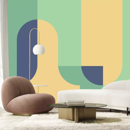 Fototapete Geometrische Blöcke in Grün- und Gelbtönen