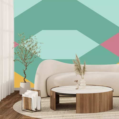Fototapete Geometrische Figuren mit grünem Schwerpunkt