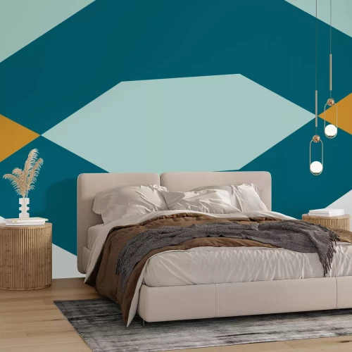 Fototapete Geometrische Figuren mit türkisem Schwerpunkt