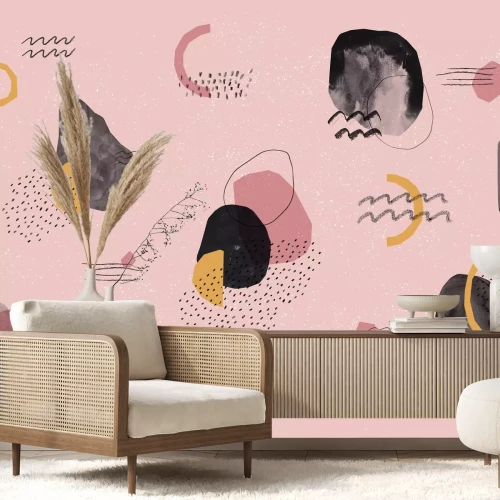 Fototapete Abstrakte Komposition auf rosa Grund