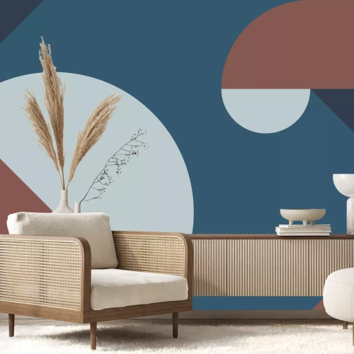 Fototapete Geometrische Komposition mit dunkelblauem Akzent
