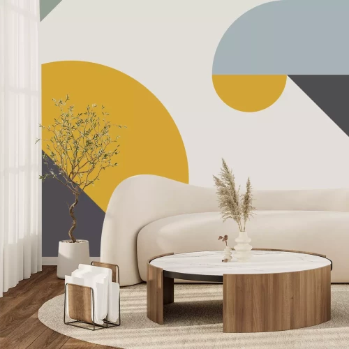 Fototapete Geometrische Komposition mit gelbem Akzent
