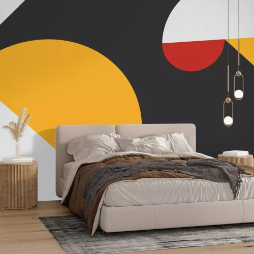 Fototapete Geometrische Komposition mit rotem Akzent