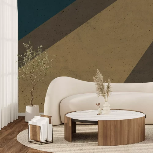 Fototapete Geometrischer Block mit grünem Detail und Betonstruktur