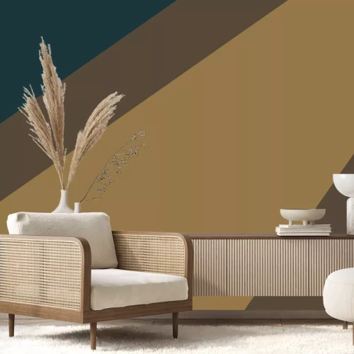 Fototapete Geometrischer Block mit grünem Detail