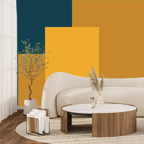 Fototapete Quadraf auf honigfarben-grünem Grund