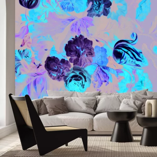 Fototapete Üppige Blumen in Rot- und Weißtönen