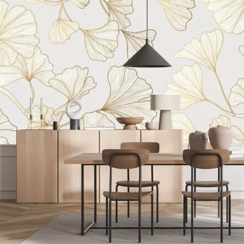 Sticker Ginkgoblätter auf hellem Hintergrund