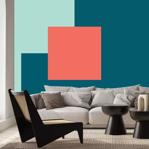 Fototapete Quadrat auf azurblauem Grund