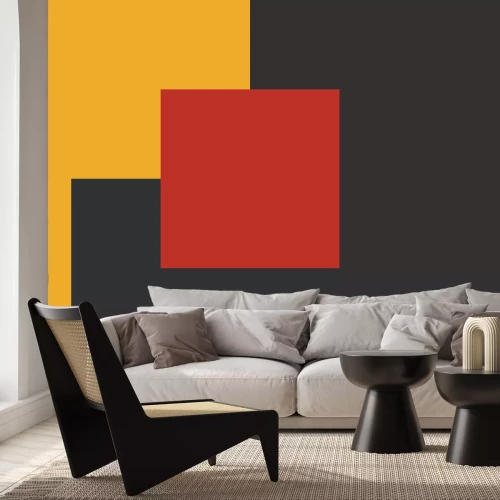 Fototapete Quadrat auf gelb-schwarzem Grund