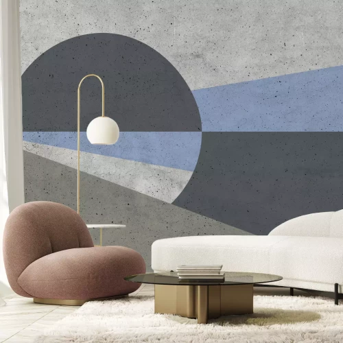 Fototapete Ring und Dreiecke in Grautönen mit Betoneffekt