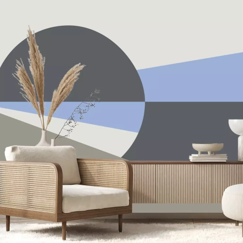 Fototapete Ring und Dreiecke in Grautönen