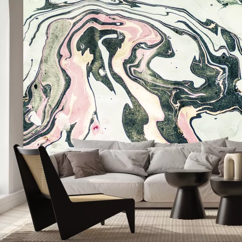 Fototapete Marmor in grün und rosa