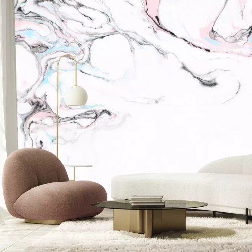 Fototapete Marmor in Meerblau- und Rosatönen