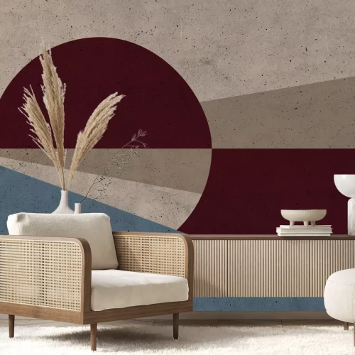 Fototapete Ring und Dreiecke in Herbstfarben mit Betoneffekt