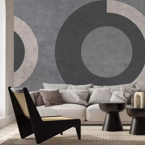 Fototapete Ringe auf grauem Grund und Betontextur