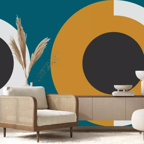 Fototapete Ringe auf türkisem Grund