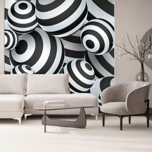 Fototapete Schwarze und weiße Kugeln