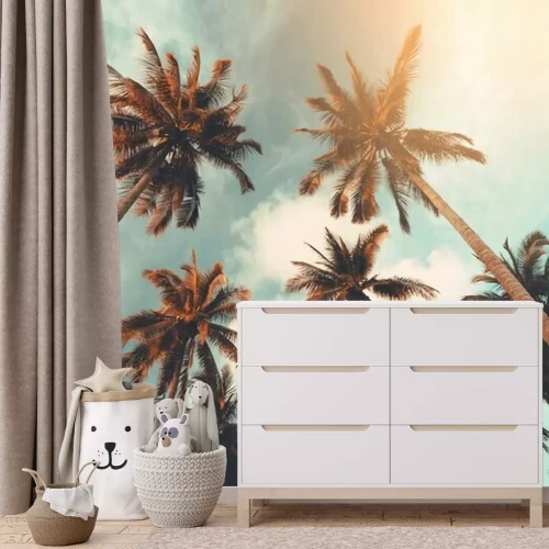 Fototapete Palmen vor dem Hintergrund des Himmels Retro