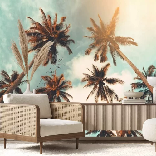 Fototapete Palmen vor dem Hintergrund des Himmels Retro