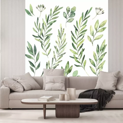 Sticker Hand drawn watercolor illustrations. Botanical clipart. Set of Green leaves, herbs and branches. Floral Design elements. Perfect for wedding invitations, greeting cards, blogs, posters and more