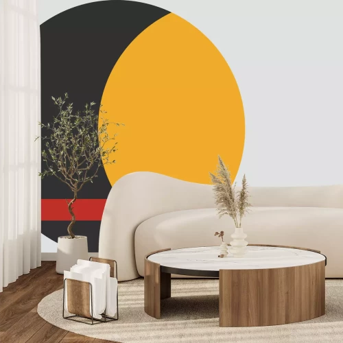 Fototapete Schwarz-gelber Kreis mit Rotstich