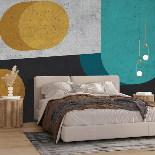 Fototapete Türkisgelbe Komposition mit Betontextur