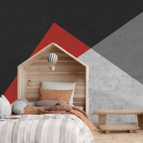 Fototapete Ungleichseitie Dreiecke mit schwarzem Schwerpunkt auf Betongrund