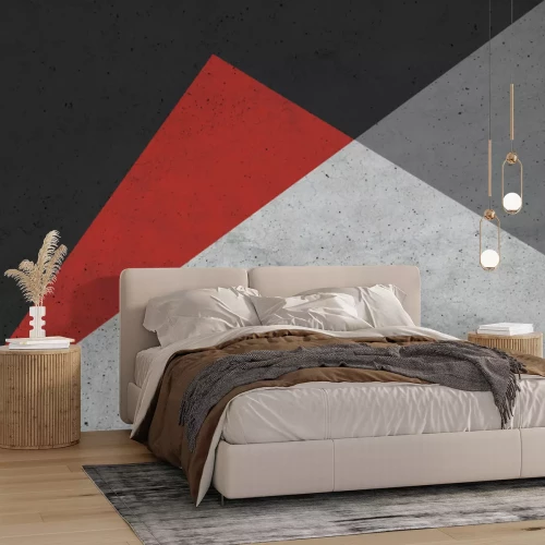 Fototapete Ungleichseitie Dreiecke mit schwarzem Schwerpunkt auf Betongrund