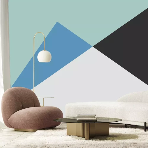 Fototapete Ungleichseitige Dreiecke mit grünem Schwerpunkt