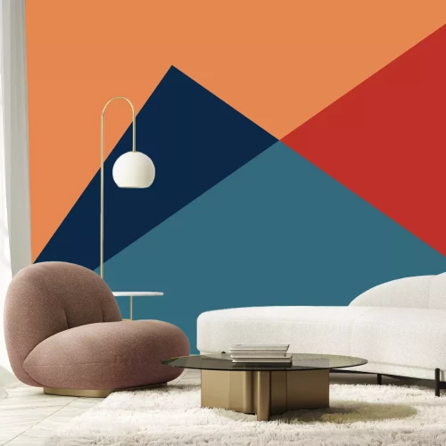 Fototapete Ungleichseitige Dreiecke mit orangefarbenem Schwerpunkt