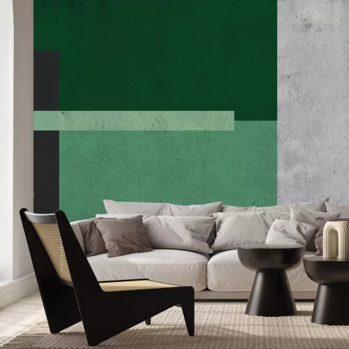 Fototapete Vierecke in Grün mit Betoneffekt