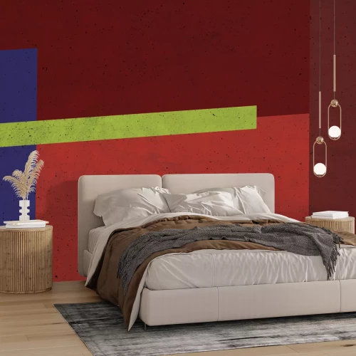 Fototapete Vierecke in Rotton mit Betoneffekt