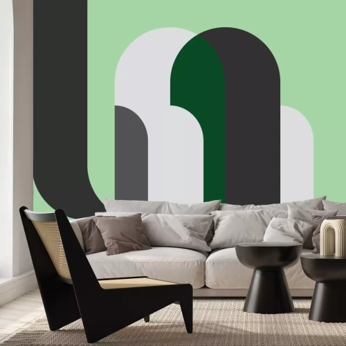 Fototapete Zylindrische Figuren mit einem grauen Element